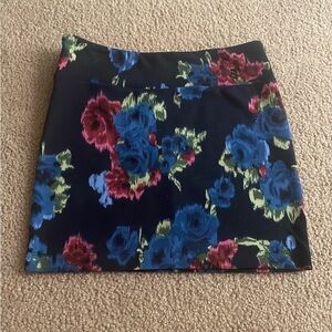 Floral Women's Skirt - Black and Blue